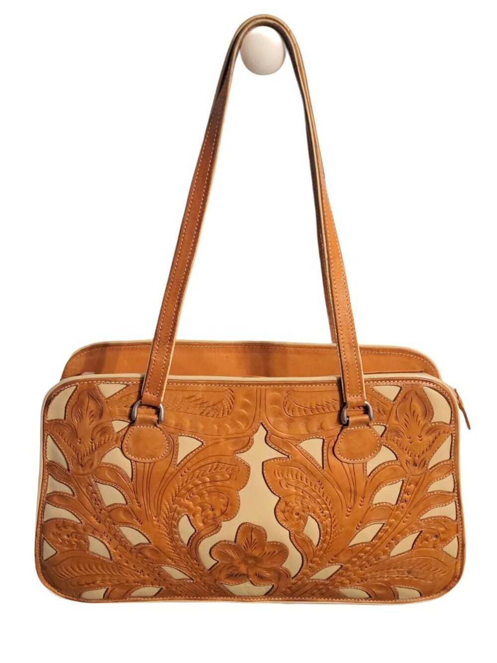 Leaders in Leather Tooled Shoulder Bag